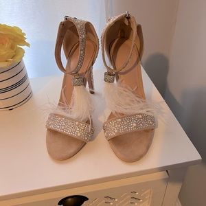 Feathered Rhinestone Heels